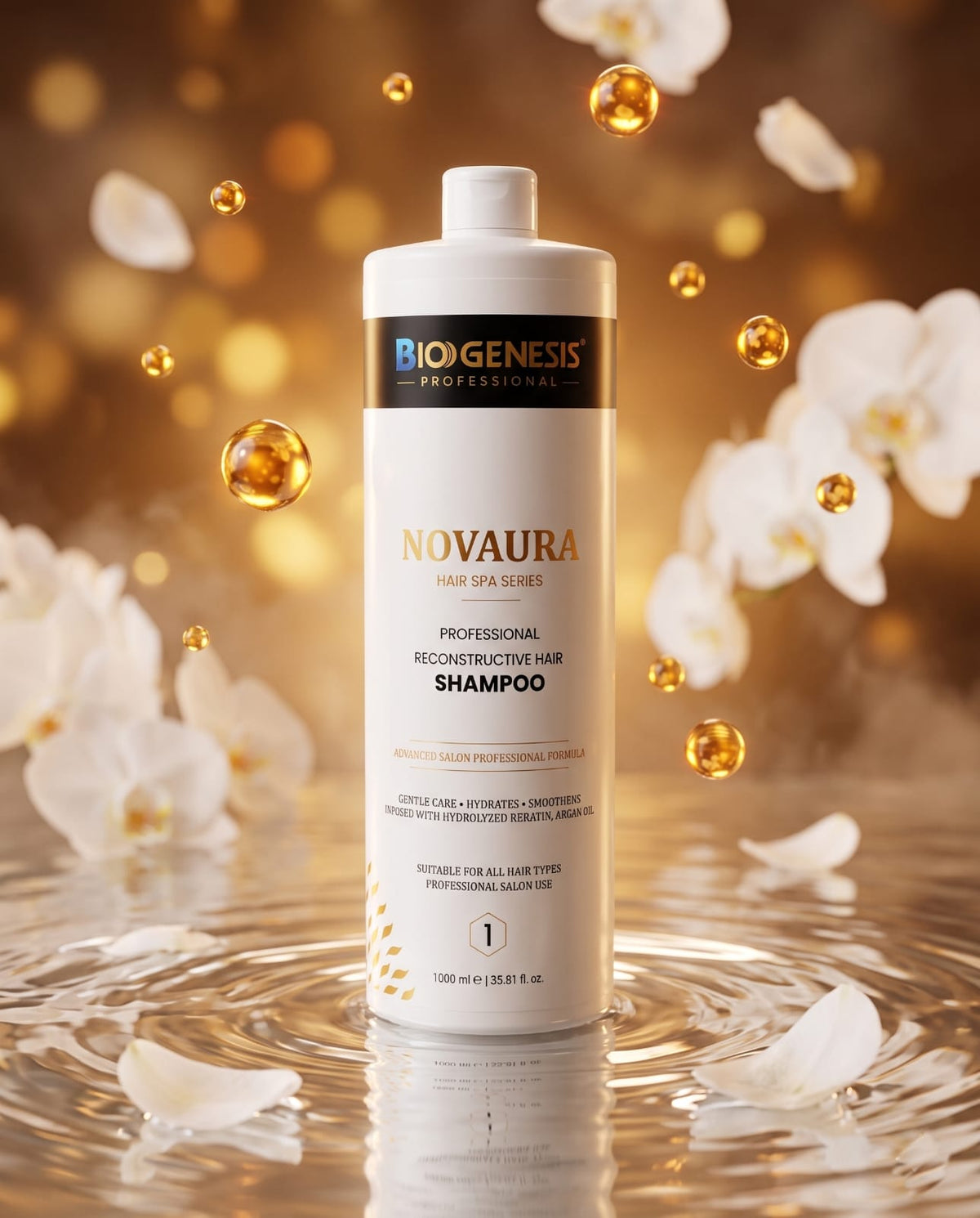 Biogenesis Professional Nuvara Shampoo – Salon-Grade Hair Repair, Deep Hydration & Hair Fall Control Formula for Smooth, Strong & Shiny Hair (Paraben & Sulfate-Free)