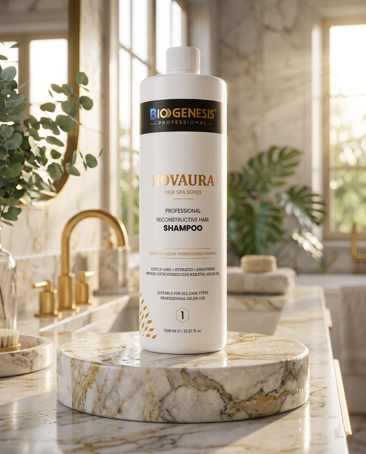 Biogenesis Professional Nuvara Shampoo – Salon-Grade Hair Repair, Deep Hydration & Hair Fall Control Formula for Smooth, Strong & Shiny Hair (Paraben & Sulfate-Free)